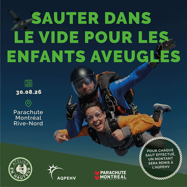 Saut en parachute caritatif pour enfants aveugles